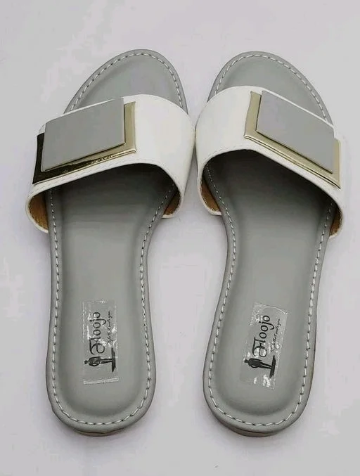 FLOOJO Turquoise open toe flats with golden details and super soft DOCTOR cushioned sole.76 - 9