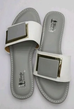 FLOOJO Turquoise open toe flats with golden details and super soft DOCTOR cushioned sole.76 - 9
