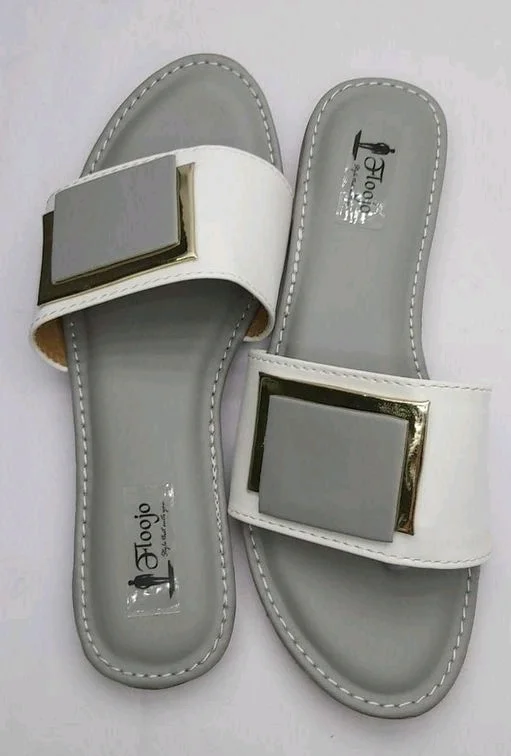 FLOOJO Turquoise open toe flats with golden details and super soft DOCTOR cushioned sole.76 - 9