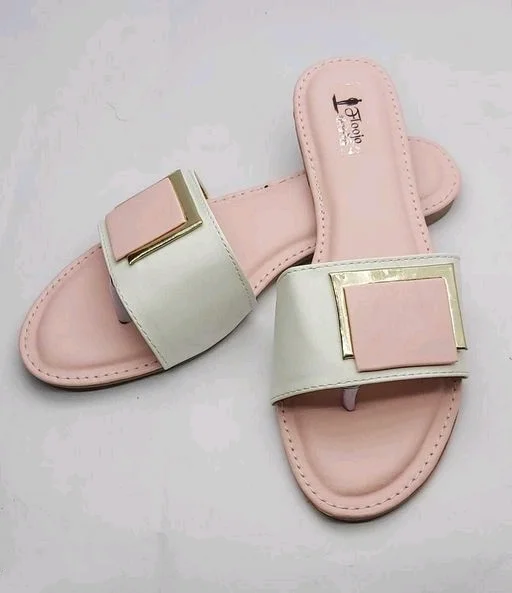 FLOOJO Turquoise open toe flats with golden details and super soft DOCTOR cushioned sole.78 - 7