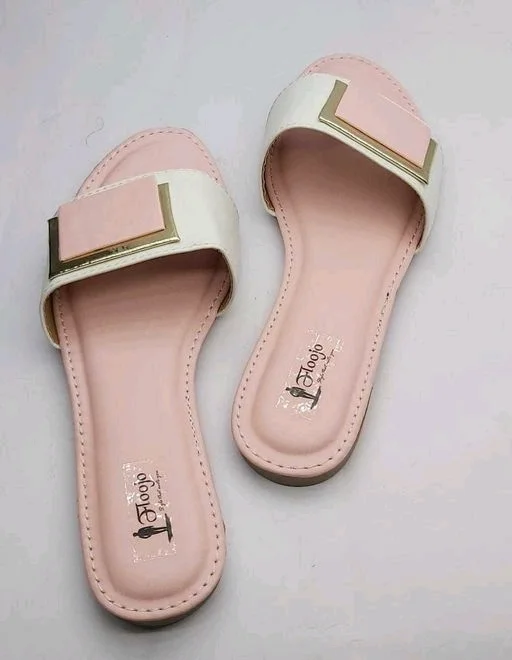 FLOOJO Turquoise open toe flats with golden details and super soft DOCTOR cushioned sole.78 - 9