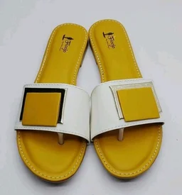 FLOOJO Turquoise open toe flats with golden details and super soft DOCTOR cushioned sole.45 - 6
