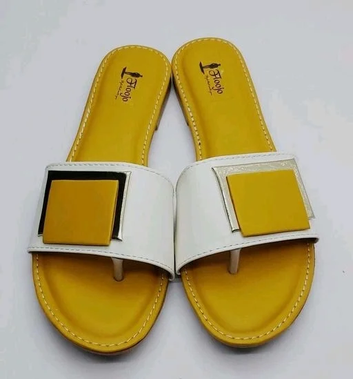 FLOOJO Turquoise open toe flats with golden details and super soft DOCTOR cushioned sole.45 - 6