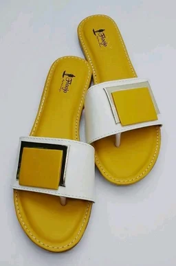 FLOOJO Turquoise open toe flats with golden details and super soft DOCTOR cushioned sole.45 - 6