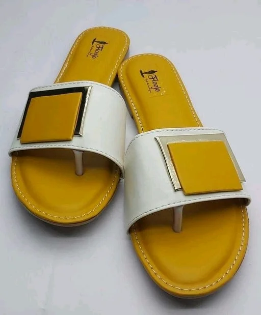 FLOOJO Turquoise open toe flats with golden details and super soft DOCTOR cushioned sole.45 - 6