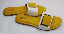 FLOOJO Turquoise open toe flats with golden details and super soft DOCTOR cushioned sole.45 - 8