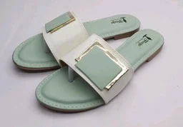 FLOOJO Turquoise open toe flats with golden details and super soft DOCTOR cushioned sole.09 - 5