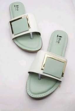 FLOOJO Turquoise open toe flats with golden details and super soft DOCTOR cushioned sole.09 - 5