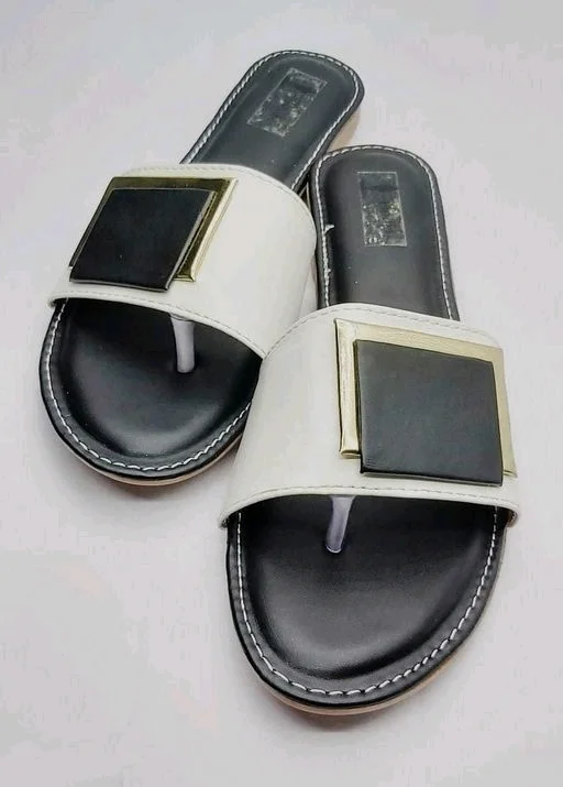 FLOOJO Turquoise open toe flats with golden details and super soft DOCTOR cushioned sole. - 8