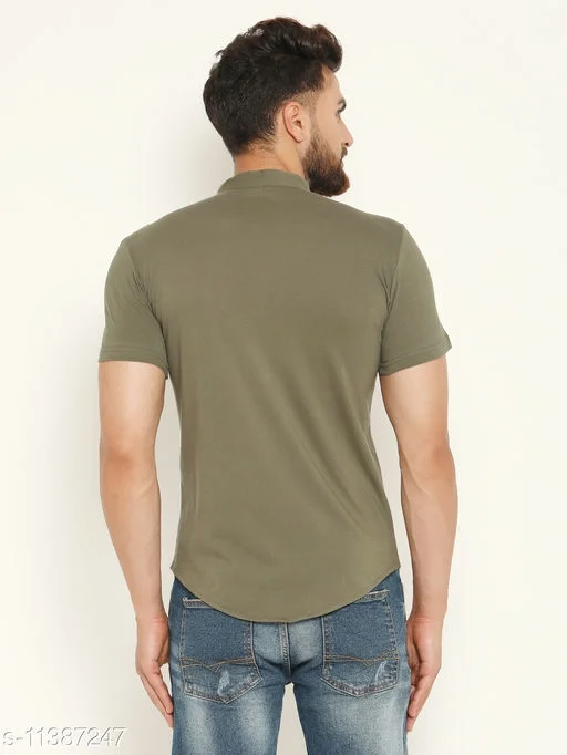 Green Solid Shirt - M