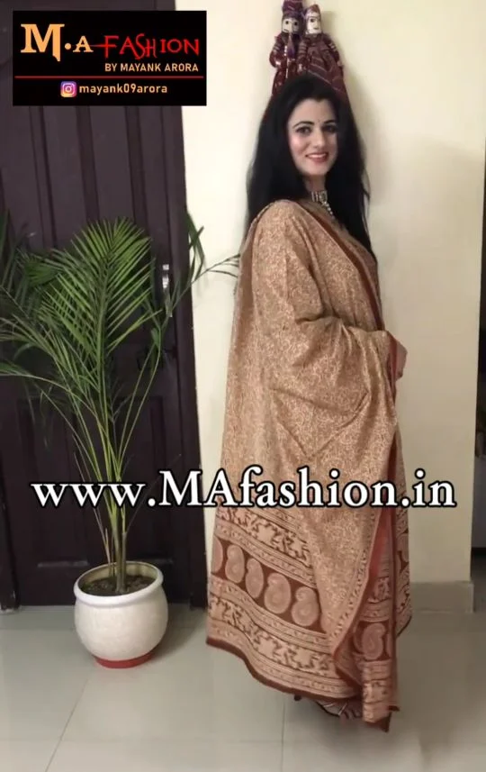 Indo Era Maroon Floral Printed Anghrakha Style A-Line Kurta with Palazzo Set with Dupatta - XXL