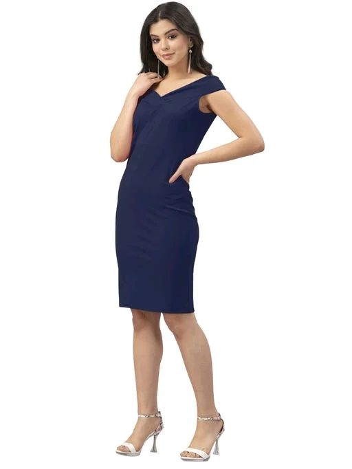 Lycra Solid Black Western Dress21 - M