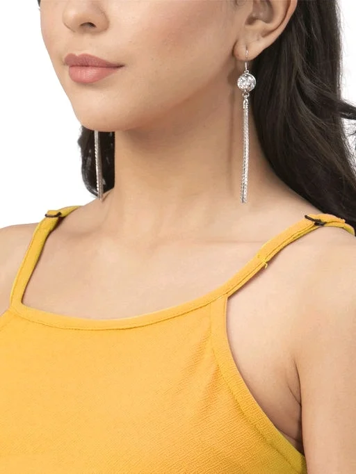 Lycra Solid Mustard Western Dress - XL