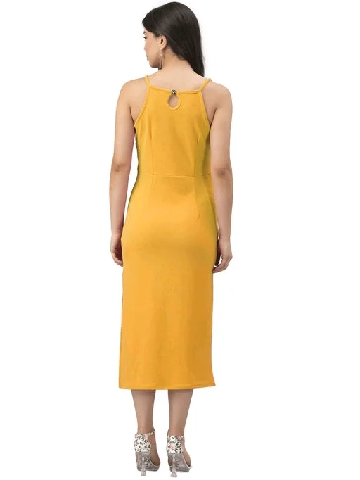 Lycra Solid Mustard Western Dress - XL