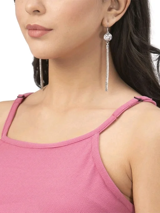 Lycra Solid Pink Western Dress - S