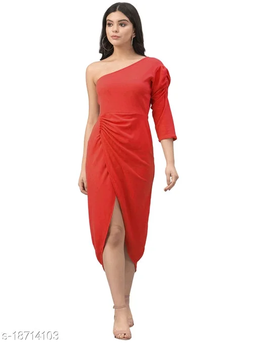 Lycra Solid Western Dress78 - S