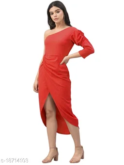 Lycra Solid Western Dress78 - S