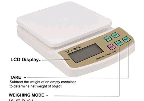 Mezire Electronic Kitchen Digital Weighing Scale with Tare Function with Adaptor (10 Kg-SF 400A)