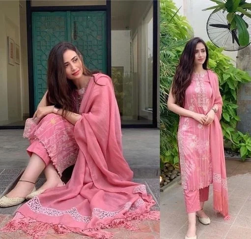 My Garv Mustard Cotton Kurta Pant With dupataa Set1 - L