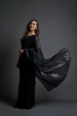 Premium Women's Georgette Silk Embroidered Sequin Saree With Blouse 111