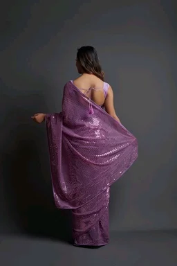 Premium Women's Georgette Silk Embroidered Sequin Saree With Blouse 112