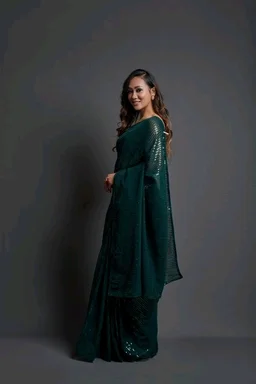 Premium Women's Georgette Silk Embroidered Sequin Saree With Blouse 116