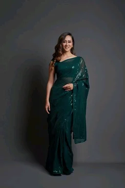 Premium Women's Georgette Silk Embroidered Sequin Saree With Blouse 116