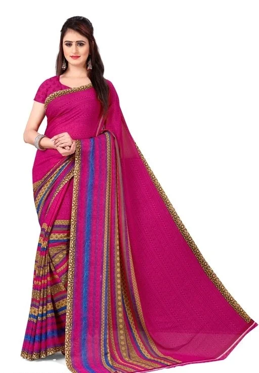 Printed Georgette Saree with Blouse Piece 2