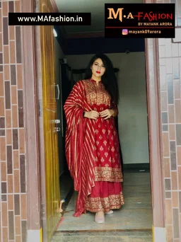 RAYON BEAUTIFUL PRINNTED KURTI & SKIRT WITH PREETY PRINTED DUPATA - L