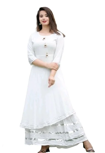 RAYON PREETY LOOK KURTI WITH GOTA WORK SKIRT3 - XXL