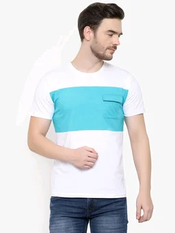 Solid Men Round Neck Half Sleeve T-shirt with front Pocket - M
