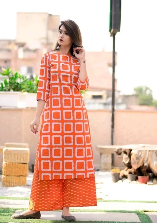 Stylish Cotton Printed kurti Palazzo Set3 - L