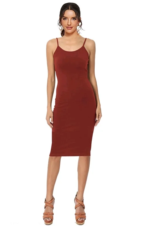 The Heart Of Fashion Party Wear Bodycon Square Neck Midi Dress(One Piece)41 - XS