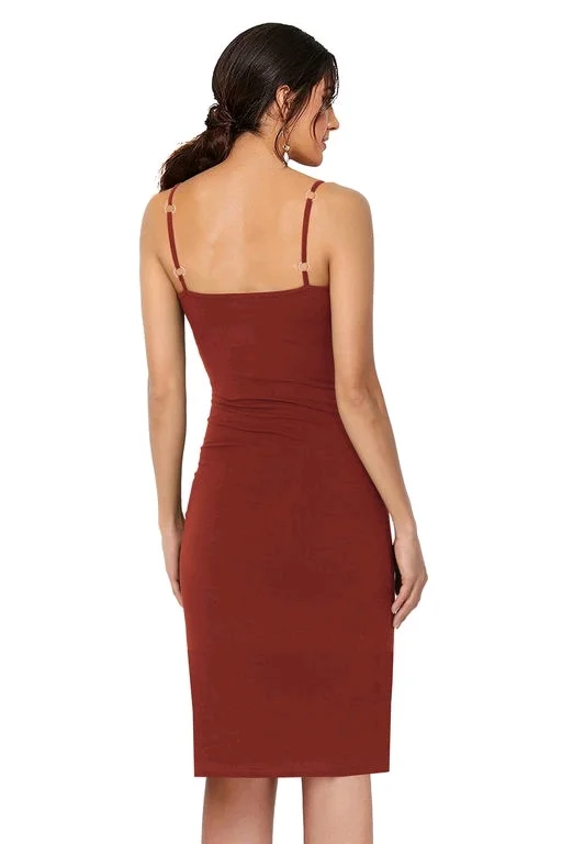 The Heart Of Fashion Party Wear Bodycon Square Neck Midi Dress(One Piece)41 - XS