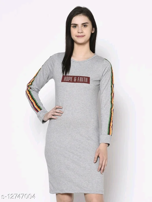 Trendy Glamorous Women Dresses Fabric: Cotton Sleeve Length: Long Sleeves - M