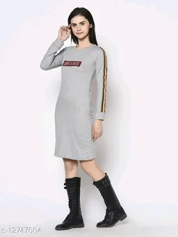 Trendy Glamorous Women Dresses Fabric: Cotton Sleeve Length: Long Sleeves - M