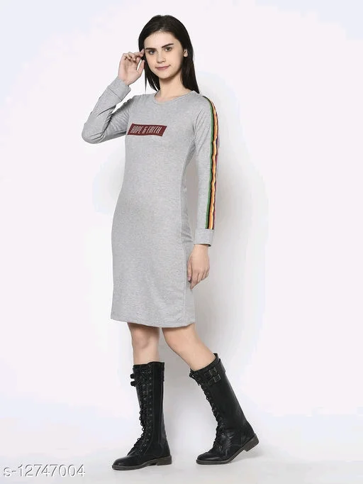Trendy Glamorous Women Dresses Fabric: Cotton Sleeve Length: Long Sleeves - M