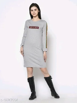 Trendy Glamorous Women Dresses Fabric: Cotton Sleeve Length: Long Sleeves - M