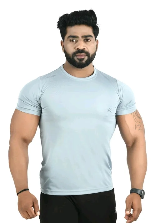 Trendy Men's Round Neck Half Sleeve Gym Tshirt - M