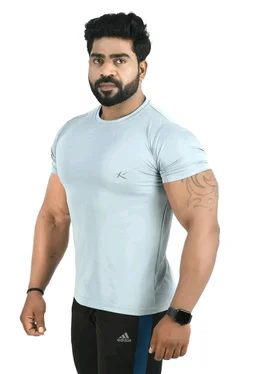 Trendy Men's Round Neck Half Sleeve Gym Tshirt - XL