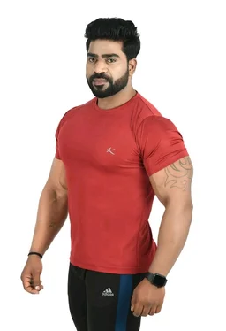Trendy Men's Round Neck Half Sleeve Gym Tshirt11 - L