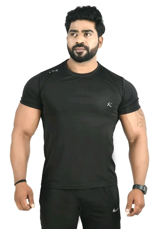 Trendy Men's Round Neck Half Sleeve Gym Tshirt72 - L