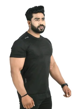 Trendy Men's Round Neck Half Sleeve Gym Tshirt72 - L
