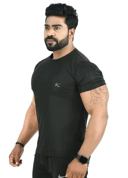 Trendy Men's Round Neck Half Sleeve Gym Tshirt72 - L