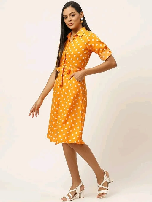 U&F Poly Shirt Collar Party Fit and Flare Dress41 - S