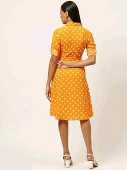 U&F Poly Shirt Collar Party Fit and Flare Dress41 - S