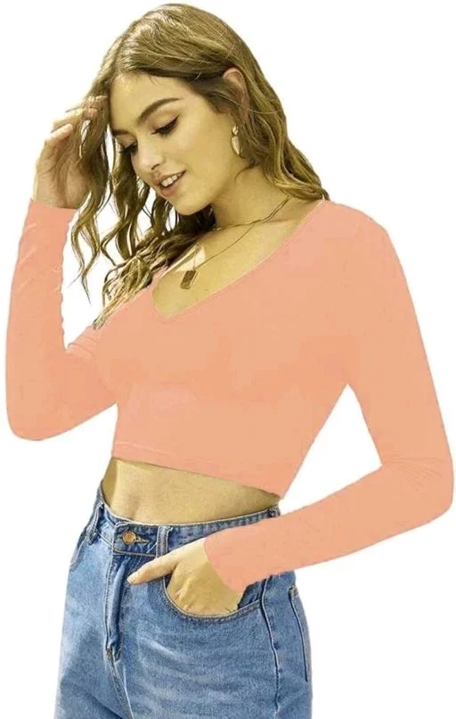 VNeck Full Sleeves Hosiery Top (16"lnches) - M