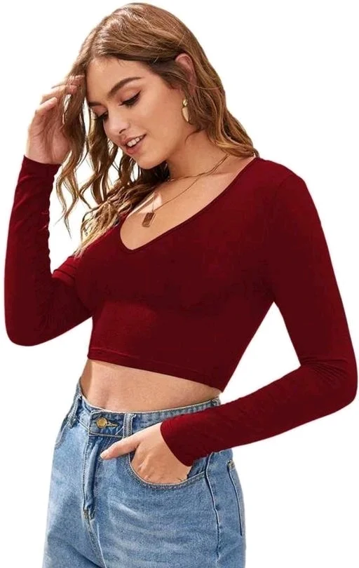 VNeck Full Sleeves Hosiery Top (16"lnches)46 - L