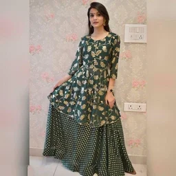 WOMAN PRINTED KURTI SKIRT WITH DUPATTA - XL
