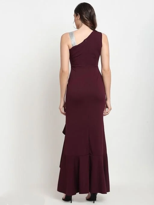Women Fit and Flare Maroon Dress - XL